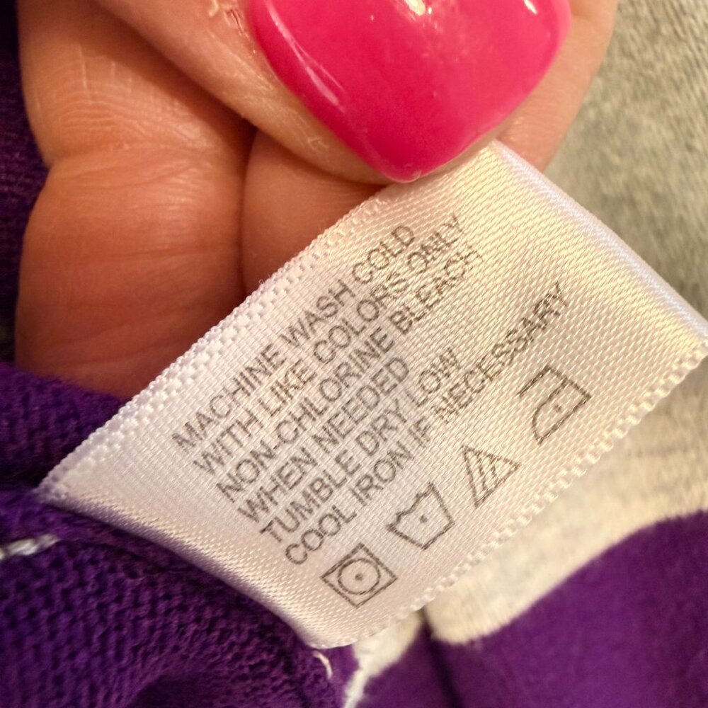 U.S. Polo Assn. Sport Sweater Women’s Medium Purple Gray Rugby Stripe Preppy - Picture 6 of 10